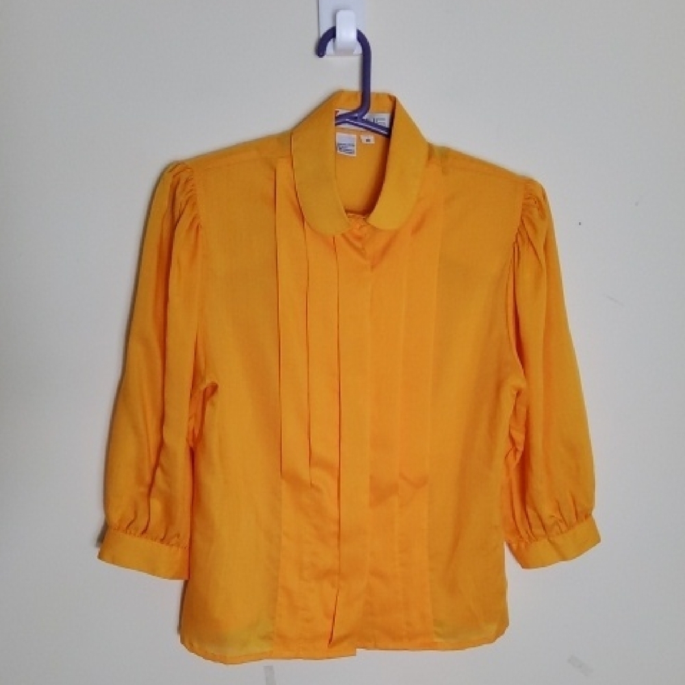Vintage Chaus Yellow Blouse Top Size 10